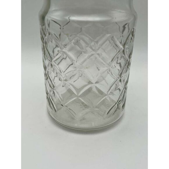 Vintage 1984 Mr. Peanut Quilted Clear Glass Canister Planters Jar with Lid - Picture 2 of 5